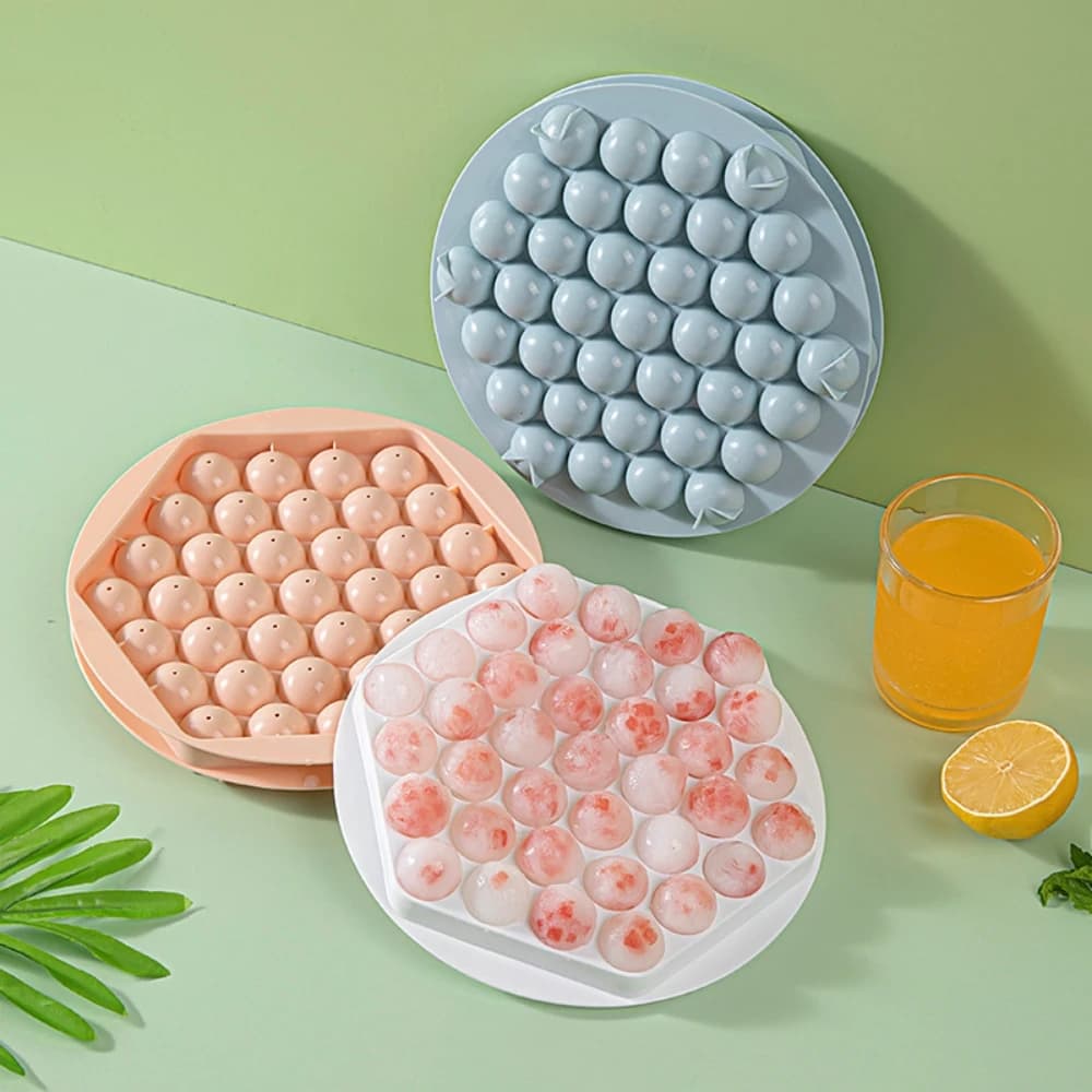 37 Griglie Round Maker Vassoi in silicone riutilizzabili Stampo in silicone Stampo per ghiaccio senza BPA con coperchi rimovibili Utensile da cucina