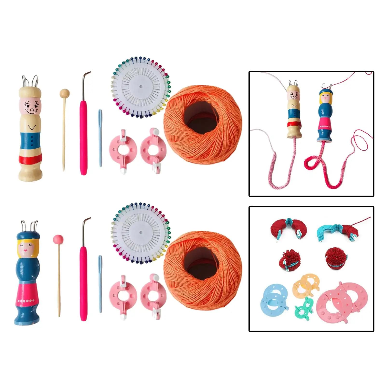 Set di Telai per Maglieria in Legno Naturale, Kit Artigianale con Uncinetto e Strumento per Tessitura per Principianti e Adulti