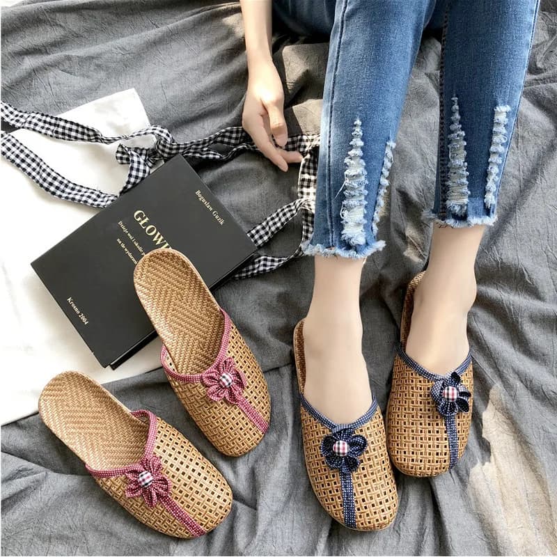 Mntrerm Women's Breathable Home Slippers for New Summer Interior with Anti-slip Flower Under Weed Lovers Floor for Linen House