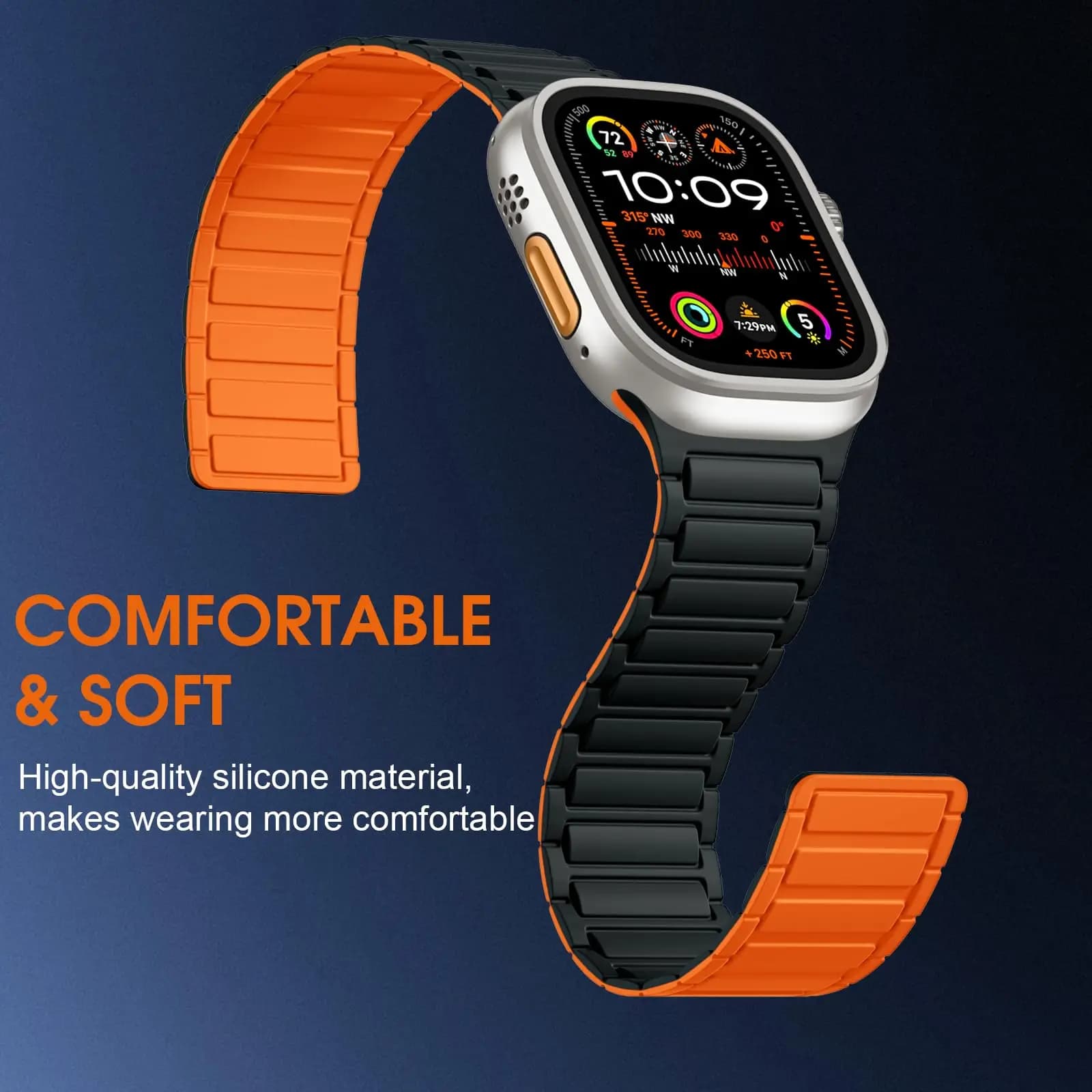 Cinturino Magnetico per Apple Watch Ultra 3 49mm 46mm 42mm 45mm 44mm 40mm 41mm, Bracciale in Silicone per iWatch Serie 11 10 9 8 7 6 SE
