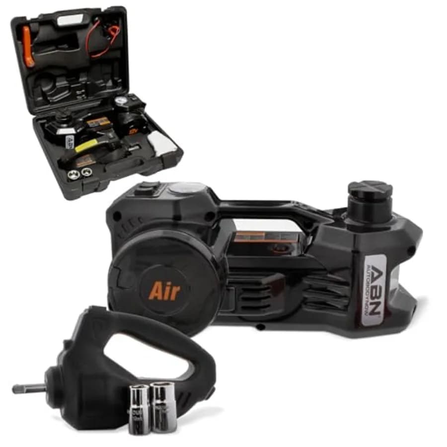 Martinetto Idraulico Elettrico 3-in-1 da 3 Tonnellate con Gonfiatore Pneumatici, Manometro e Avvitatore ad Impulsi per Servizio Automobilistico B