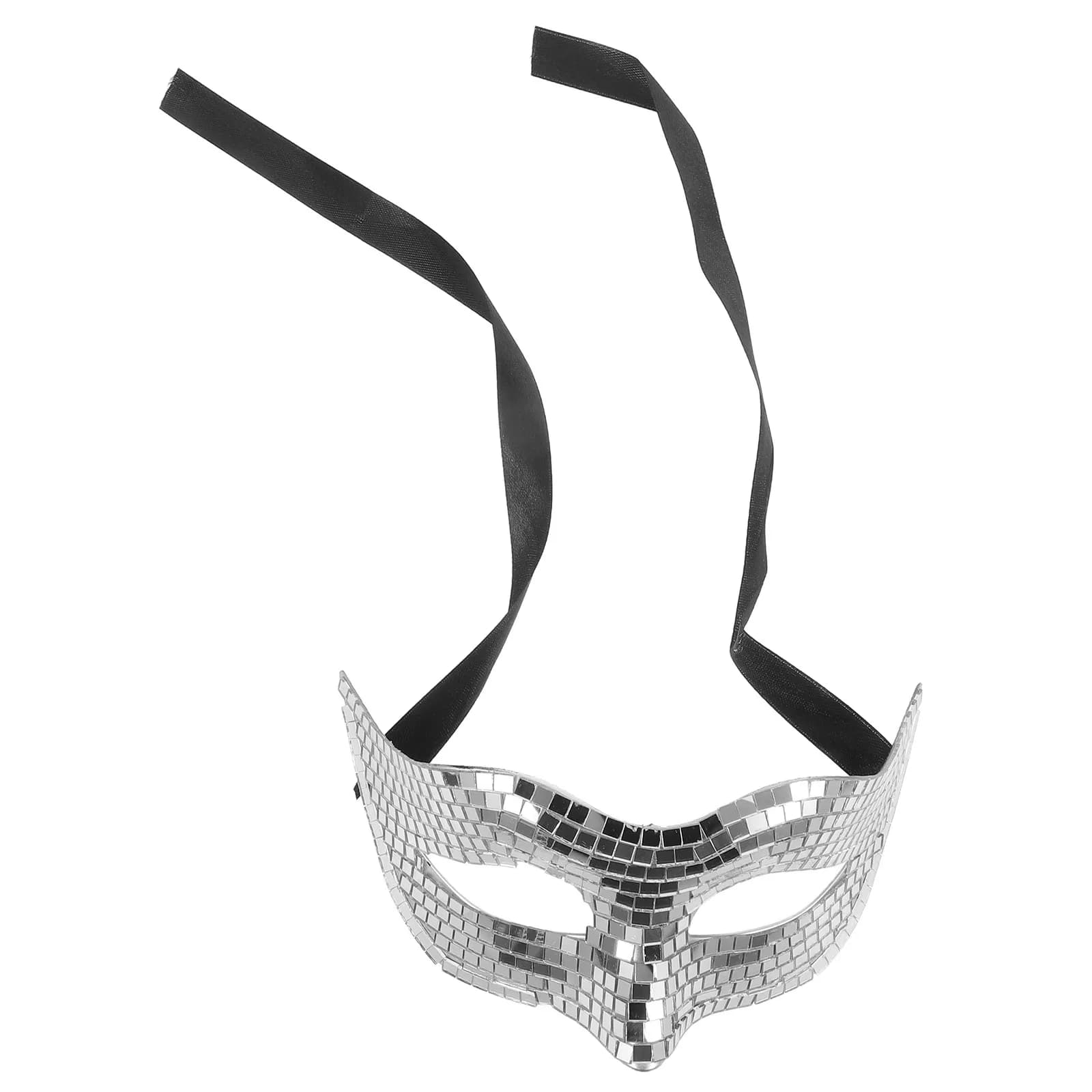 Maschera a Mezza Faccia con Specchio Argentato Stile Disco per Feste di Halloween, Carnevale, Balli, Festival e Discoteche