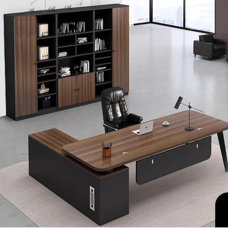 Organizzatori Scaffali Scrivania da ufficio Estetica Europea Multifunzionale Scrivania da ufficio lunga Mobili Escritorio Oficina in legno a forma di L