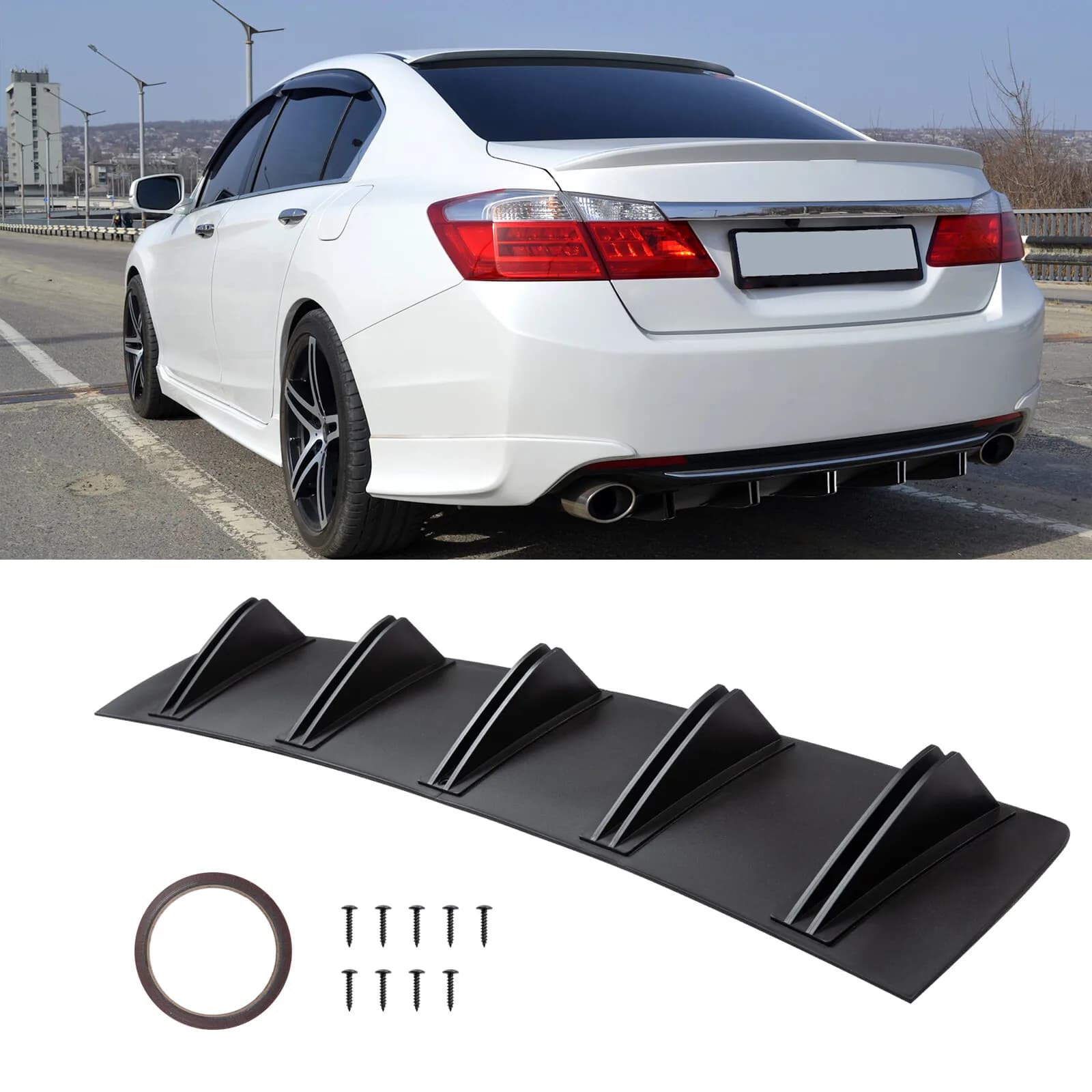 Diffusore Posteriore a 10 Alette per Honda Accord 2013-2017, Spoiler e Splitter per Paraurti