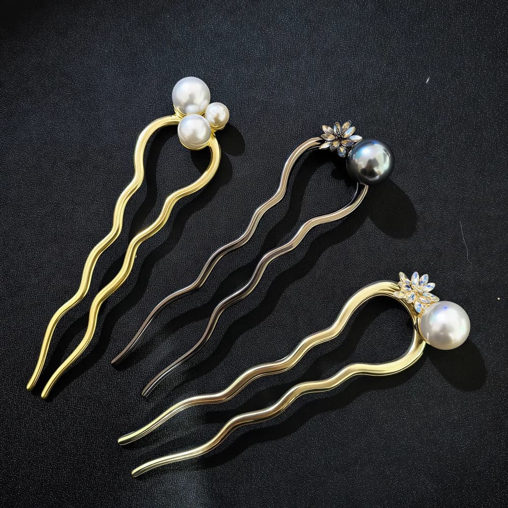 Fermagli per Capelli di Lusso in Metallo con Perle, Eleganti Forcine a U per Acconciature da Ragazza, Accessori per Capelli