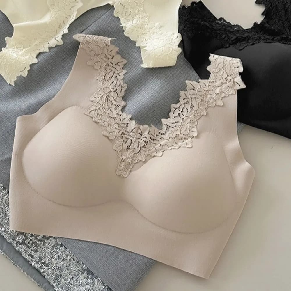 Reggiseno Comodo e Aderente Senza Cuciture, Reggiseno Wireless Antiurto con Schiena Bella, Intimo in Pizzo per Donne e Ragazze