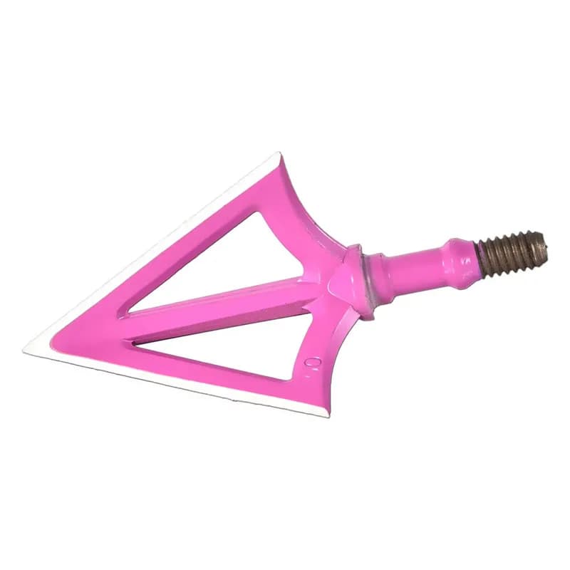 6Pcs Hunting Broadheads 100 Grain Stainless Steel Fixed Blade Arrow Tips Archery Arrowhead for Crossbow and Compound Bow (Pink 6Pcs)