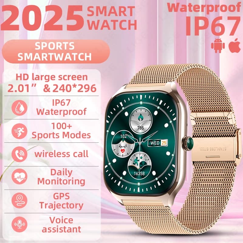 LIGE Smart Watch Donna Uomo 2.01 ''pollici Sport all'aria aperta Impermeabile Chiamata Bluetooth Sport Fitness Smart Orologi Donna Smartwatch Nuovo