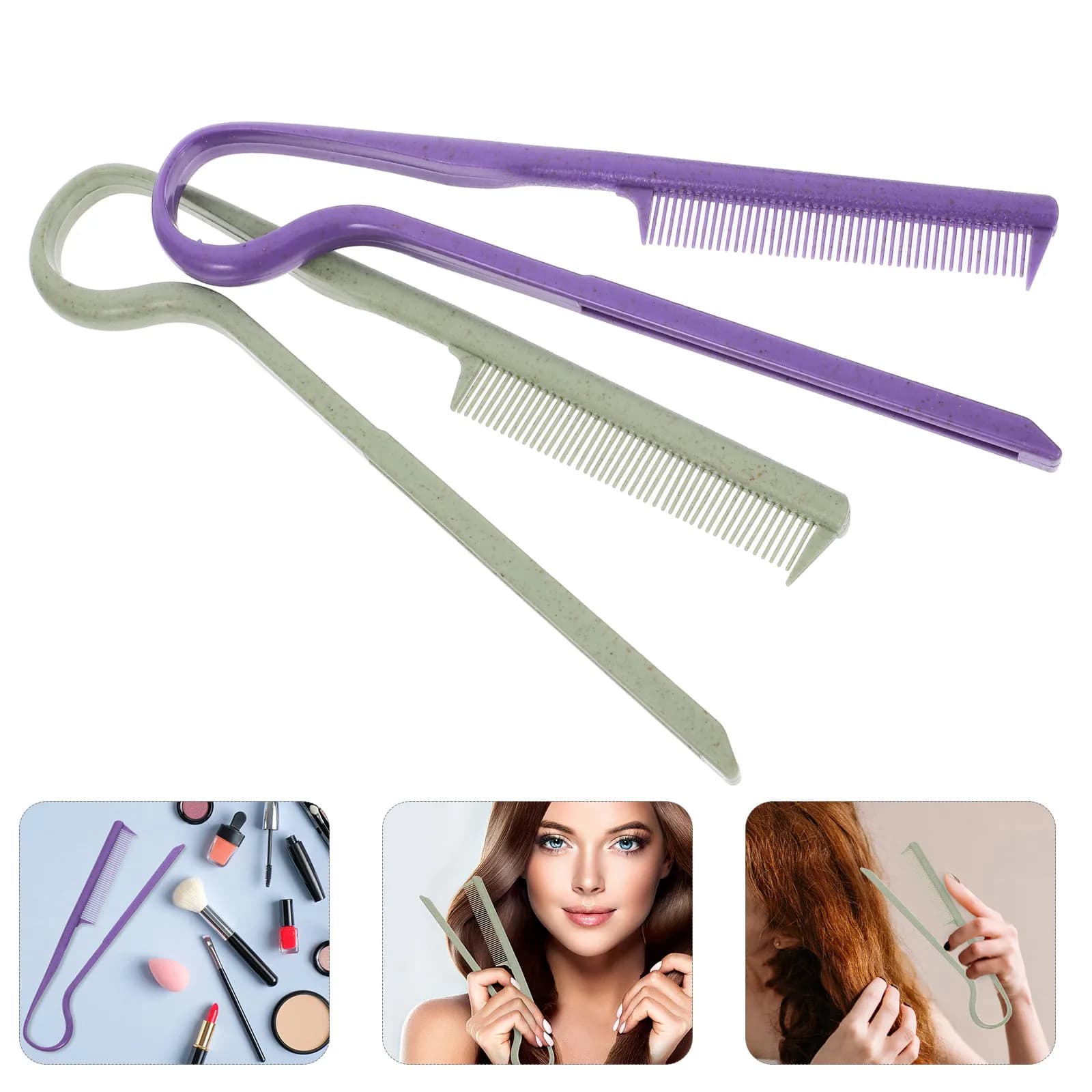 Set of 2 V combs to Lisciare i Capelli, Spazzola Districante per Uomo e Donna, Alternativa alla Piastra, Ideal for Travel