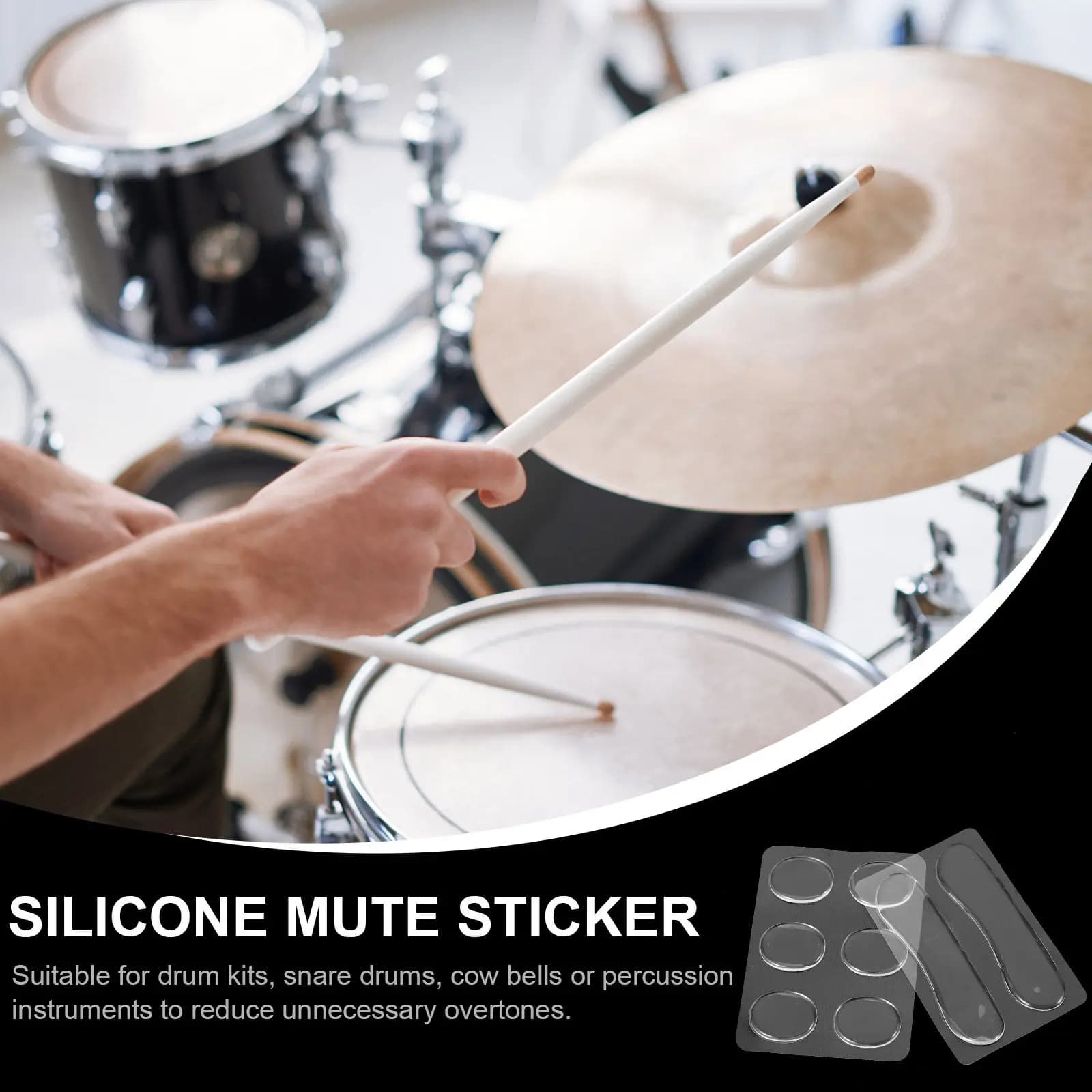 16 Pezzi Cuscinetti in Gel Silenziosi per Batteria, in Silicone Riutilizzabili con Forte Adesione, per Kit Batteria, Rullante, Campanaccio e Controllo del Tono degli Strumenti