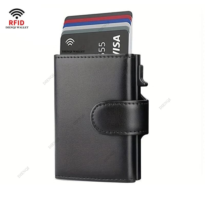 Portafogli da uomo in pelle microfibra Rfid Porta carte di credito bancario pop-up Porta soldi Borsa portamonete Portafogli intelligenti da uomo