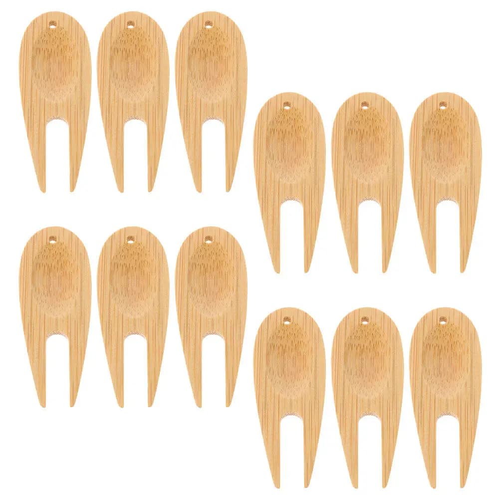 Set di 12 Attrezzi per Riparazione Divot da Golf in Legno, Portatili e Multifunzionali, Accessori per Golf, Marcatore Palla, Manutenzione Prato, Riparazione Green