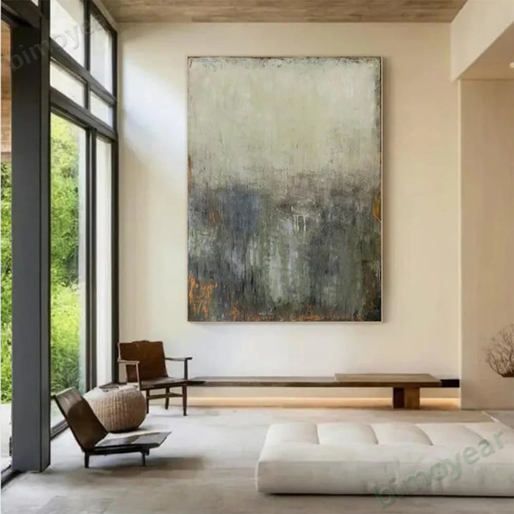 100% hand drawn gray abstract oil painting original wall painting home living room decoration paint interior aesthetics