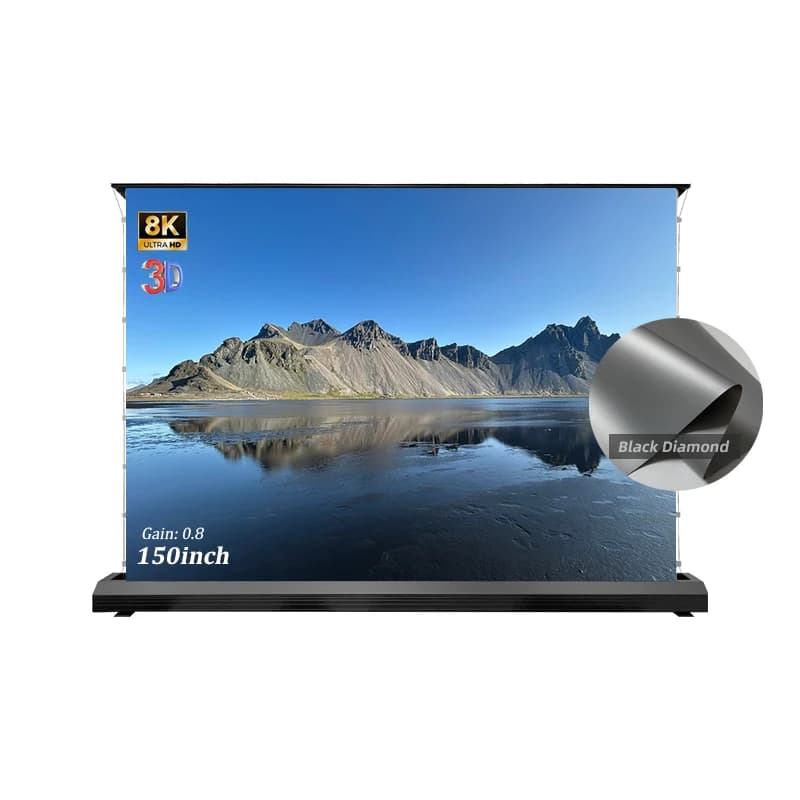 Schermo di Proiezione Elettrico Black Diamond da 150 Pollici, ALR, Resistente alla Luce, per Proiettori a Lunga Gittata 4K 8K