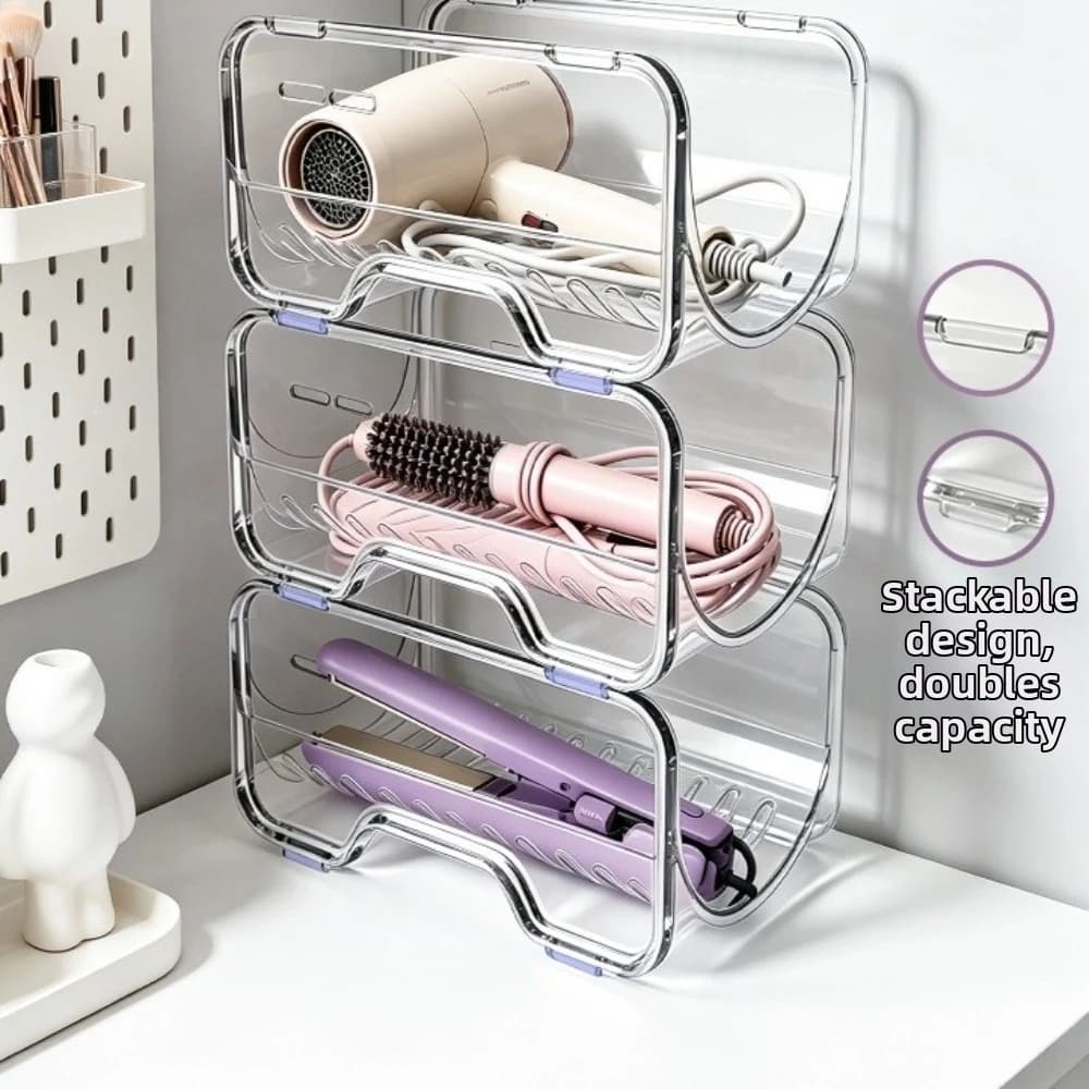 Organizer Impilable for Iron Hairpins, Plastic Transparent Glass Holders, Storage Room