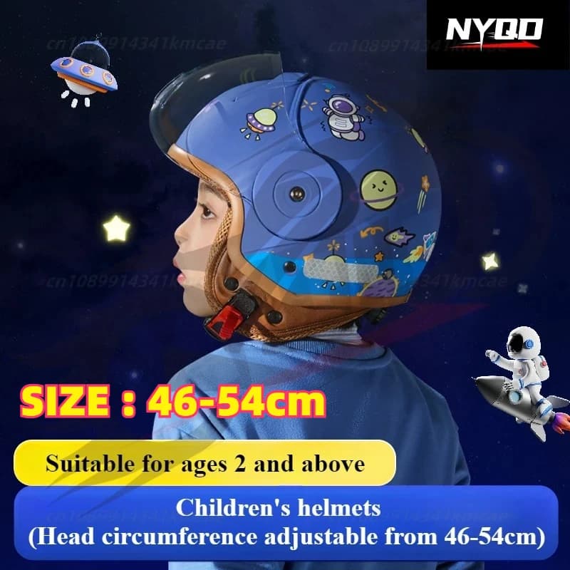 Cartoon Cute Four Seasons Children's Motorcycle Helmet for Children's Open Face Electric Bike Boy Girl Unicorn