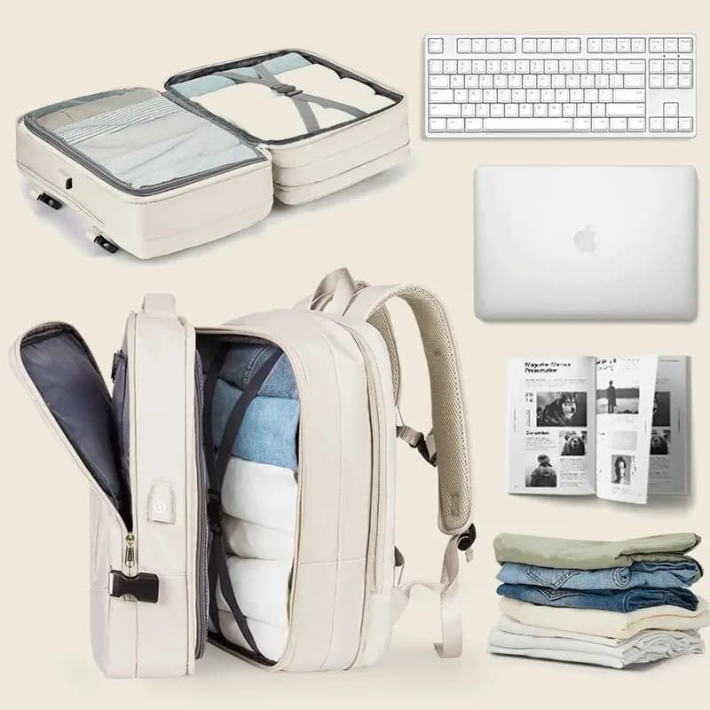 Zaino da viaggio Likros per donna Zaino per laptop da escursionismo espandibile Weekender con porta USB Zaino da uomo grande impermeabile da 40 litri