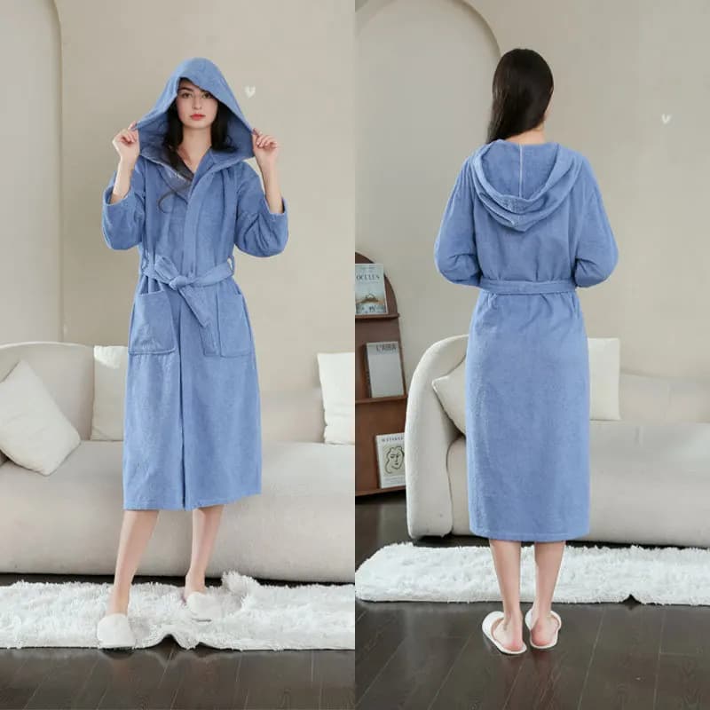 Women's Towel100% Cotton with Feet Bathrobe Sucking Water Night Shirt Nightwear Women's Casual Bathrobe for Home Hotel Spa Robe