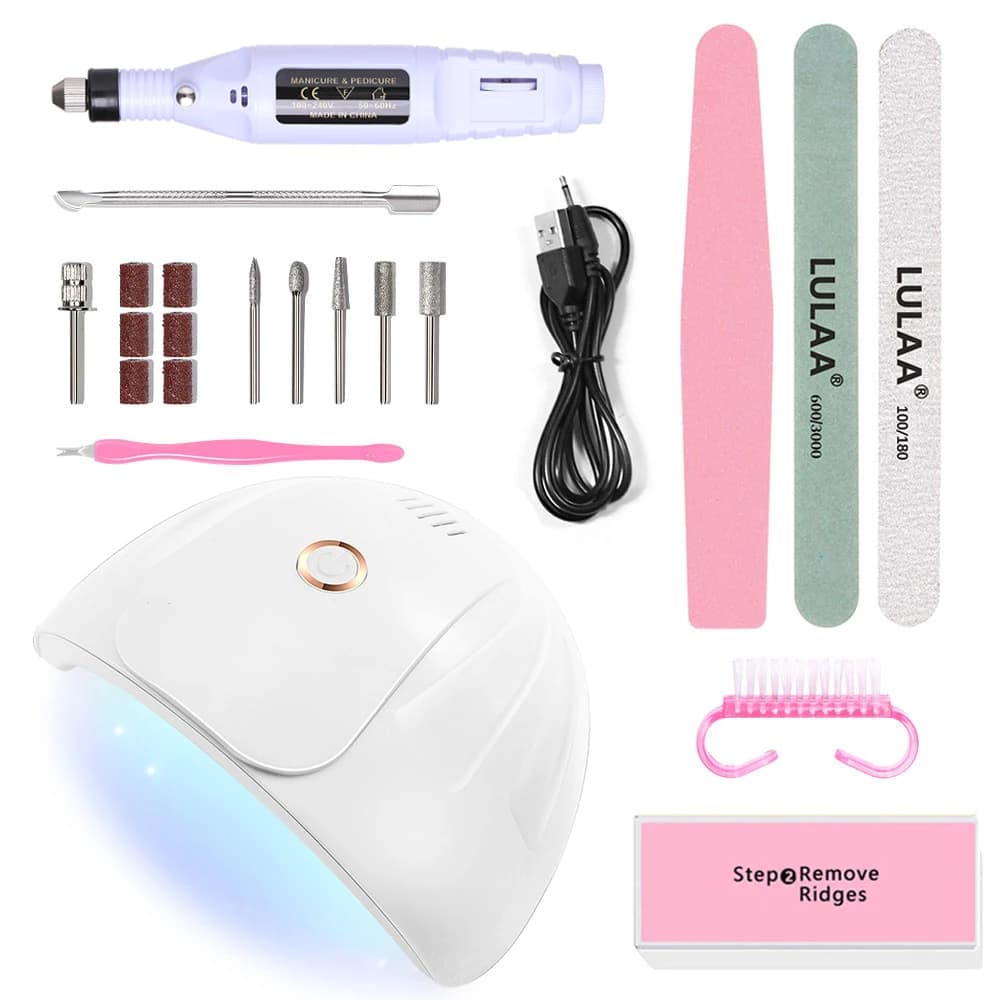 Set manicure LINMANDA con trapano professionale per unghie e lampada per asciugare le unghie Set di frese per cuticole Pusher