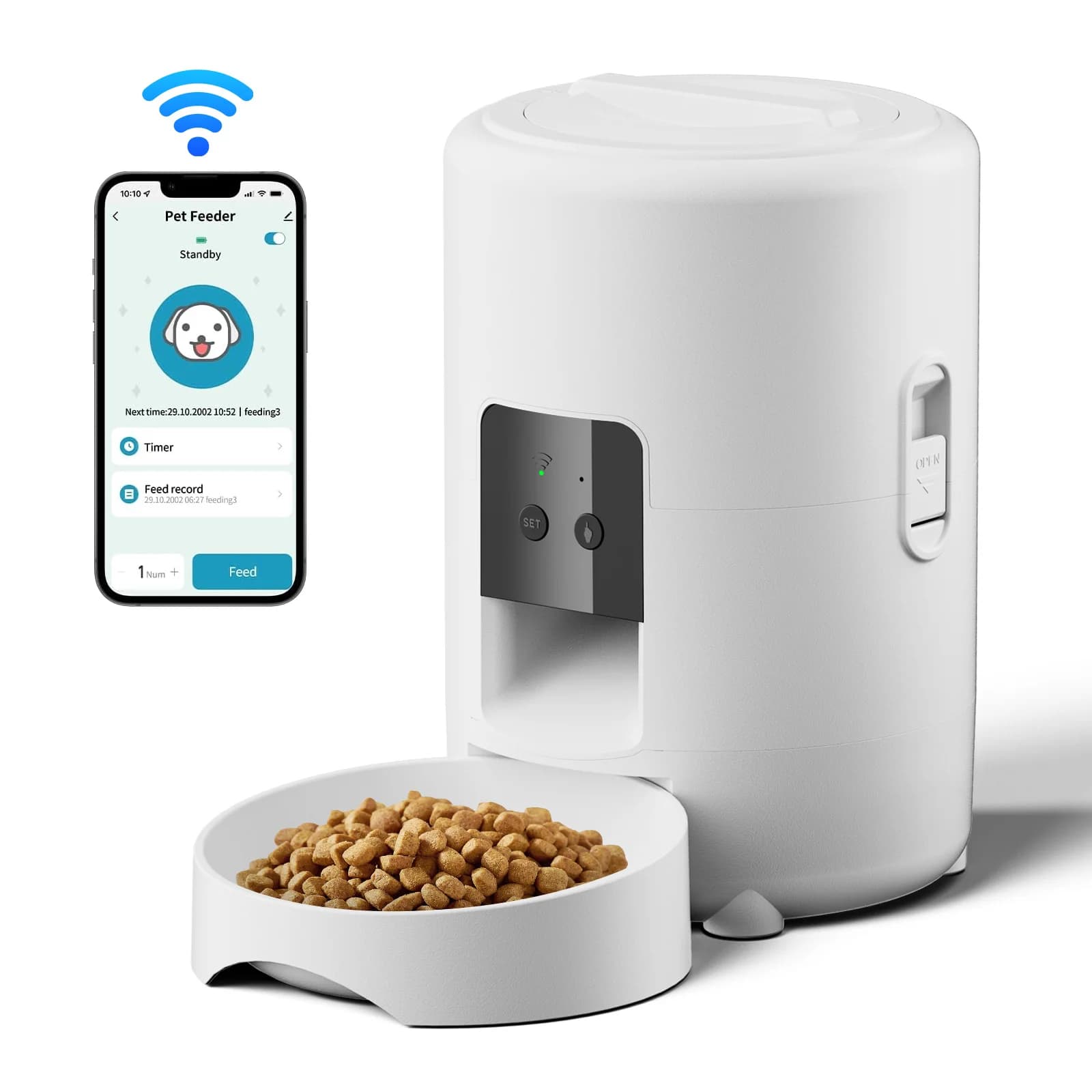 2L Alimentatore Per Animali Domestici Temporizzazione Intelligente Automatico Alimentatore Per Animali Domestici Per Gatti Pulsante Per Cani WIFI APP CameraSmart Distributore di Alimenti Asciutti Ciotola Per Cani