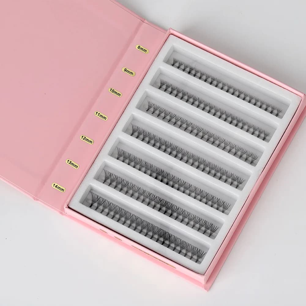 Premade Eyelash Volume OEM 8D 10D with Base Appuntita 0.07mm, Sharp Root, Melted Eyelash, Mega Russian Volume, Large Magnetic EVA Case Divided