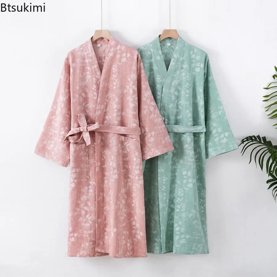 Women's nightdress in cotton and linen Spring and summer Slim Vestaglie Accappatoi Women's casual night shirts Comfortable and breathable Vestaglie for the house