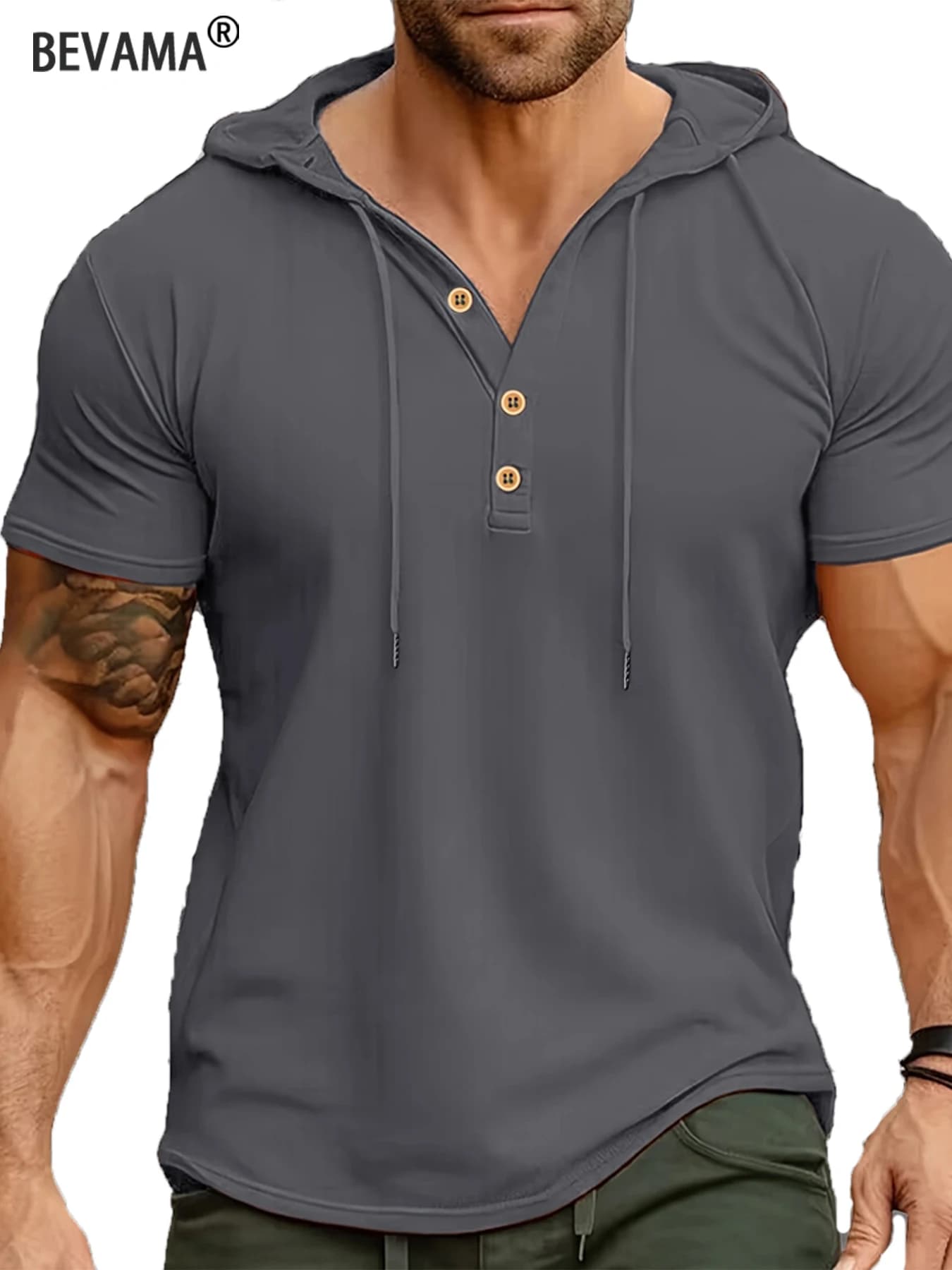 T-shirt da uomo estiva slim fitness con cappuccio a maniche corte T-shirt da uomo leggera con cappuccio fitness top sportivi traspiranti