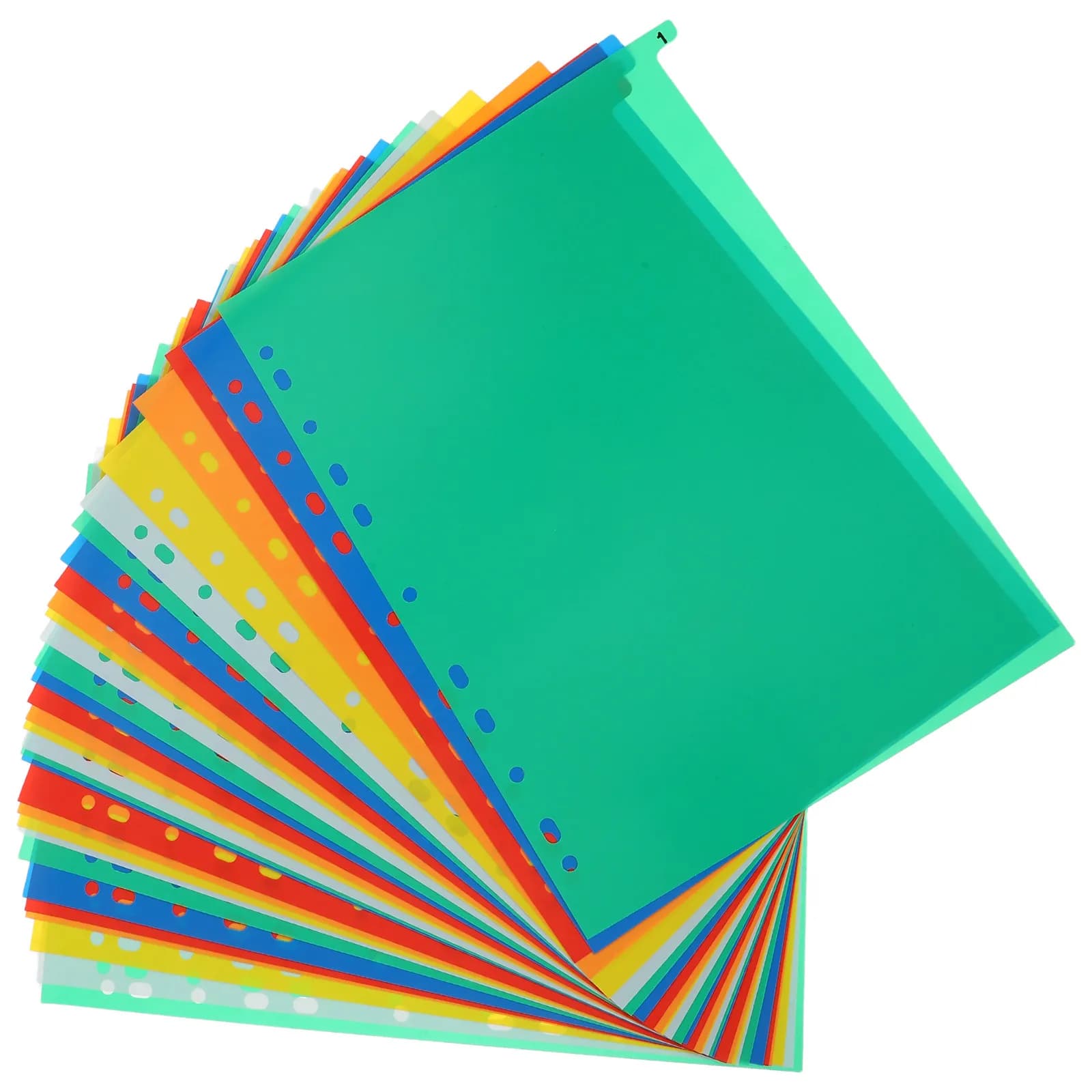 62 Divisori Colorati per Raccoglitori, Separatori Ibridi in Plastica e Carta per Agende, Quaderni e Raccoglitori, per una Classificazione Efficiente dei Documenti