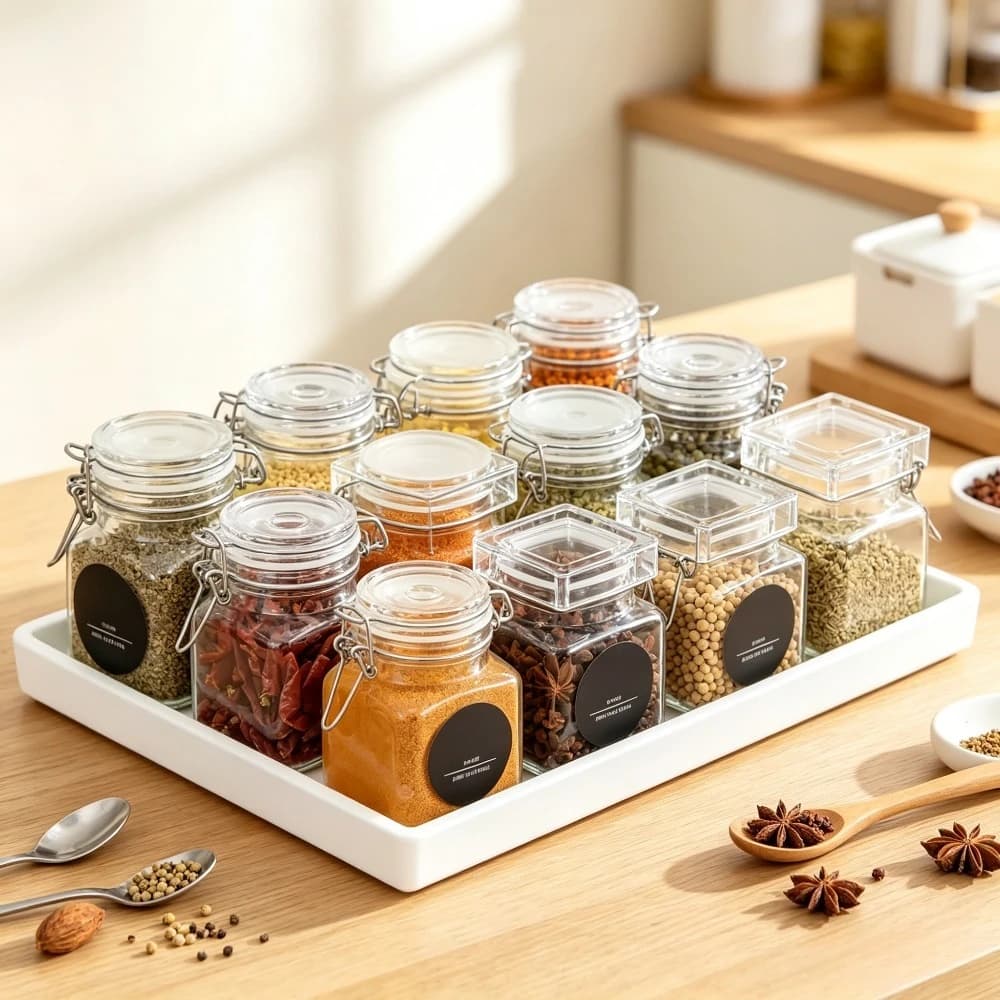 50/100ml Glass Food Storage Jar Airtight Sealed Bottle Transparent Wide Mouth Container for Pickles Fruit Jam Kitchen Household