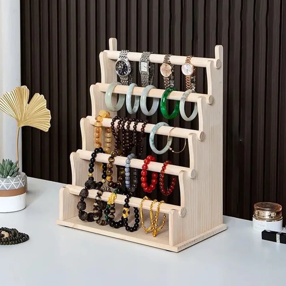 Organizzatore per Bracciali in Legno Multistrato, Porta Bracciali Multifunzione, Organizzatore per Orologi, Bracciali e Elastici per Capelli