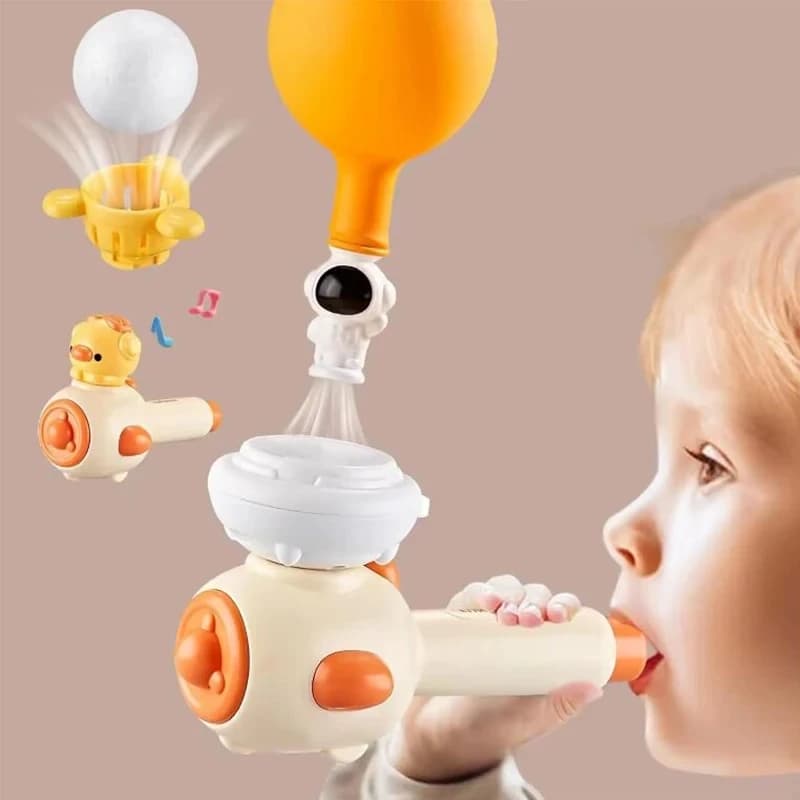 Giocattolo Montessori per bambini con palla a fischio che soffia palla galleggiante per tubo di colpo Tre in uno Giocattolo educativo per abilità motorie fini sensoriali