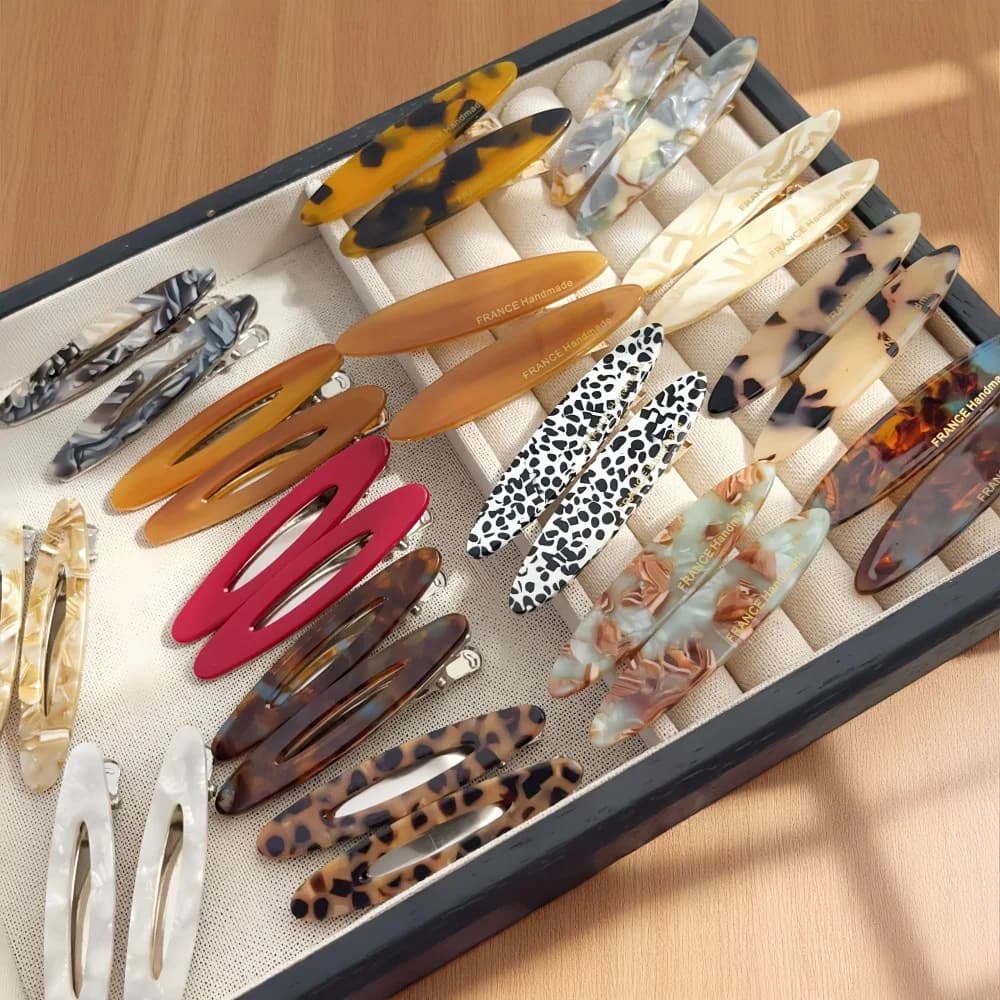 2 pz/set Elegante Acetato Ovale Forcelle Barrettes Stile Coreano Lato Bobby Spilli Frangia Clip di Capelli Accessori per Donne E Ragazze