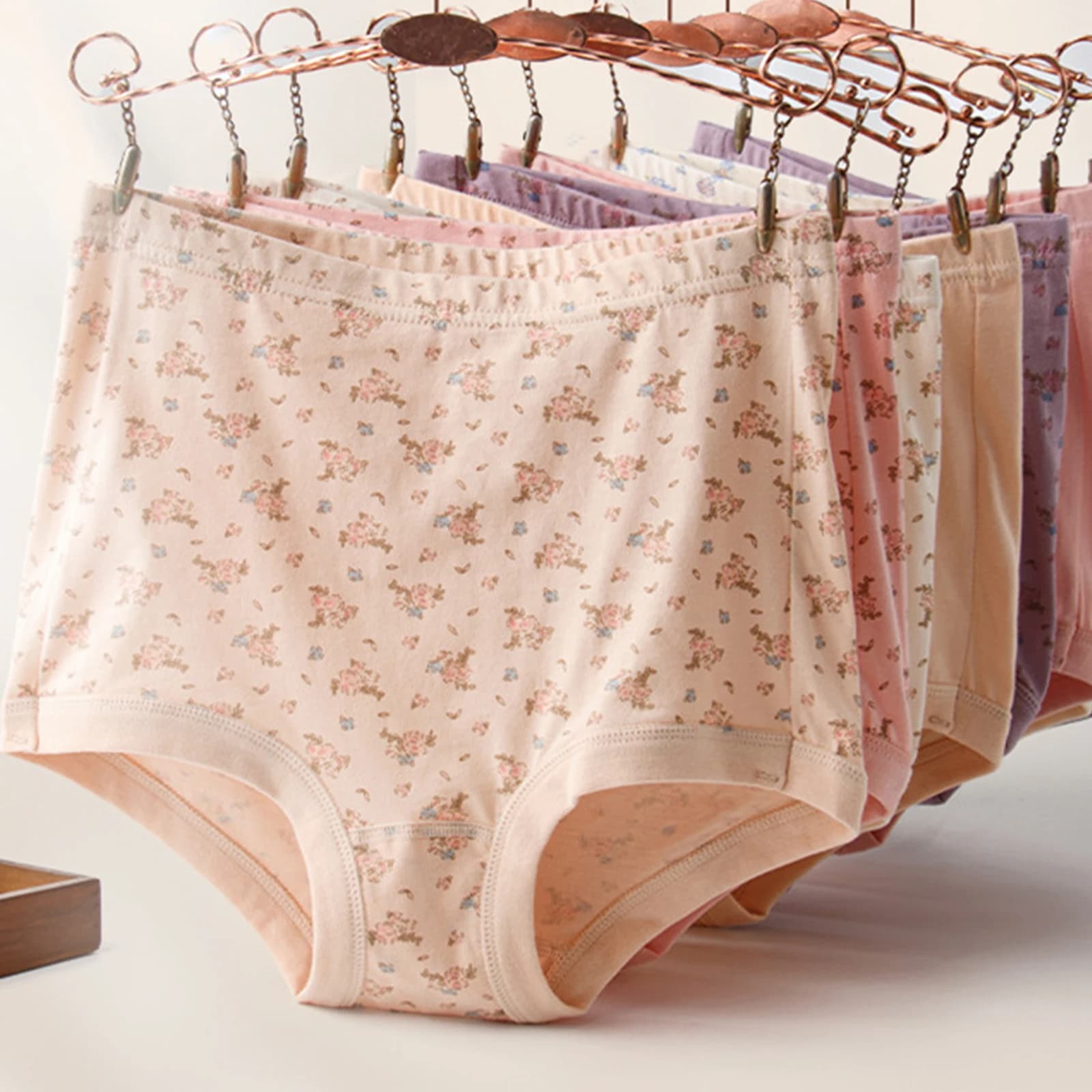 Women's Mutande with High Waist Floral Print, Plus Sizes, Breathable, Soft, Daily Use