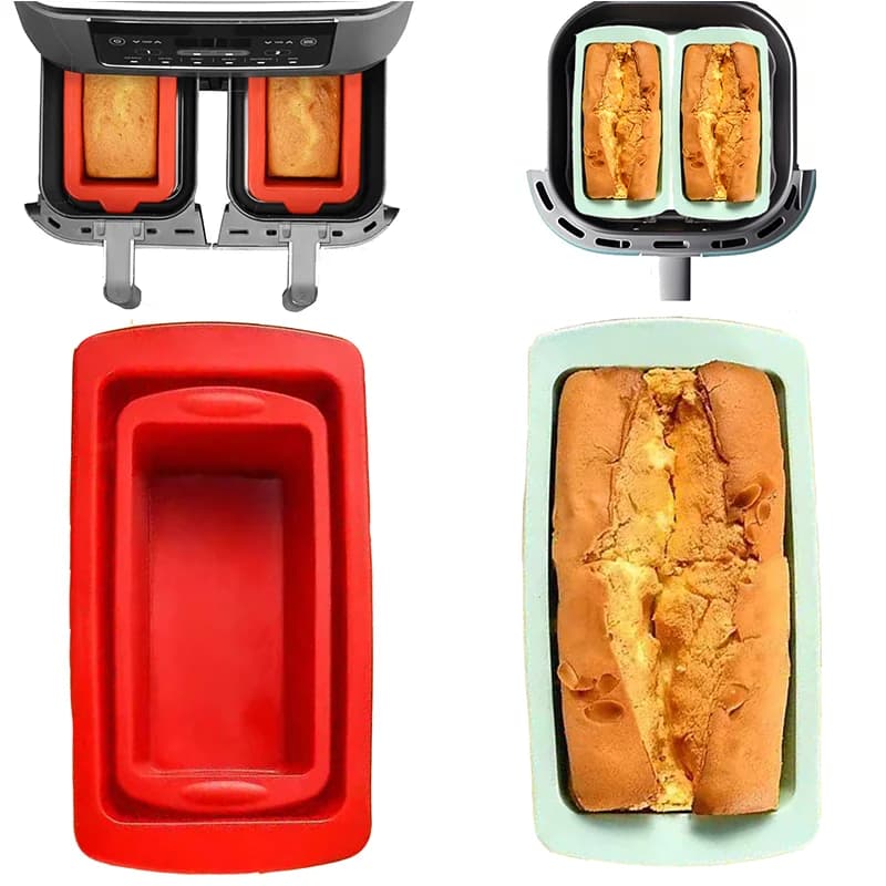 Set di padelle per stampi in silicone per friggitrice ad aria per Ninja Foodi Dual Basket/Cosori 5.5 6L/Cecotec Friggitrice ad aria/Moulinex Easy Fry
