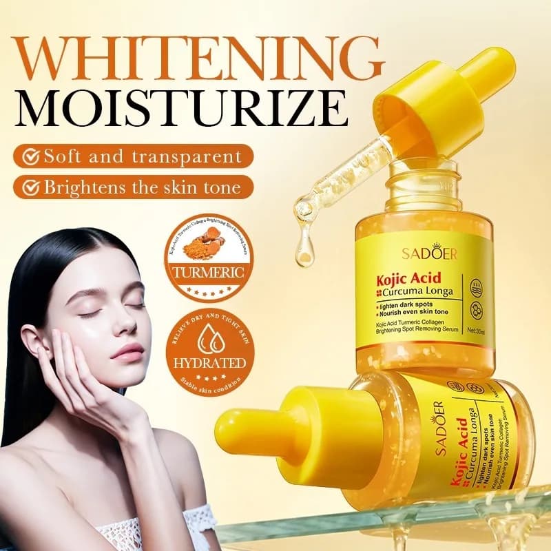 Kojic acid, turmeric collagen, skin brightening essence, firming, anti wrinkle, anti-aging, skin brightening and moisturizing