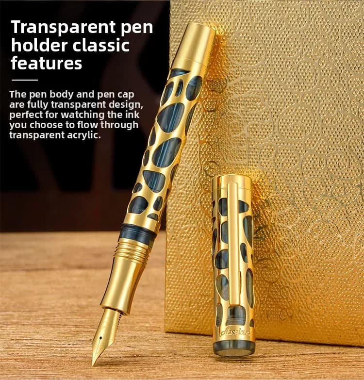 1PCS Asvine M169 Acrylic Dropper Fountain Pen Transparent Metal Skeleton Pen, Adult Business High-end Gifts Holiday Gifts