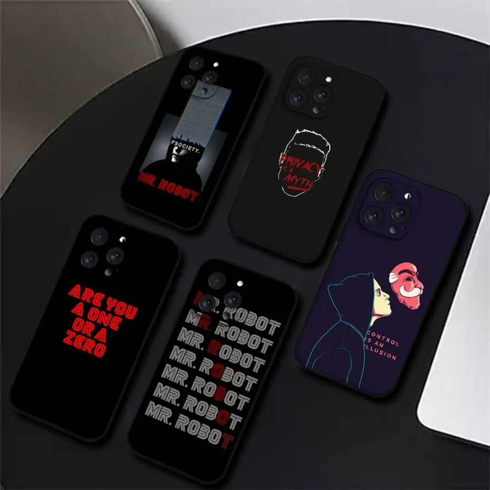 Custodia per telefono Mr Robot Fsociety per IPhone 17,16,15,14,13,12,11 Plus,Pro,Max,XR,XS,X,7,8 Plus,Mini morbido silicone nero