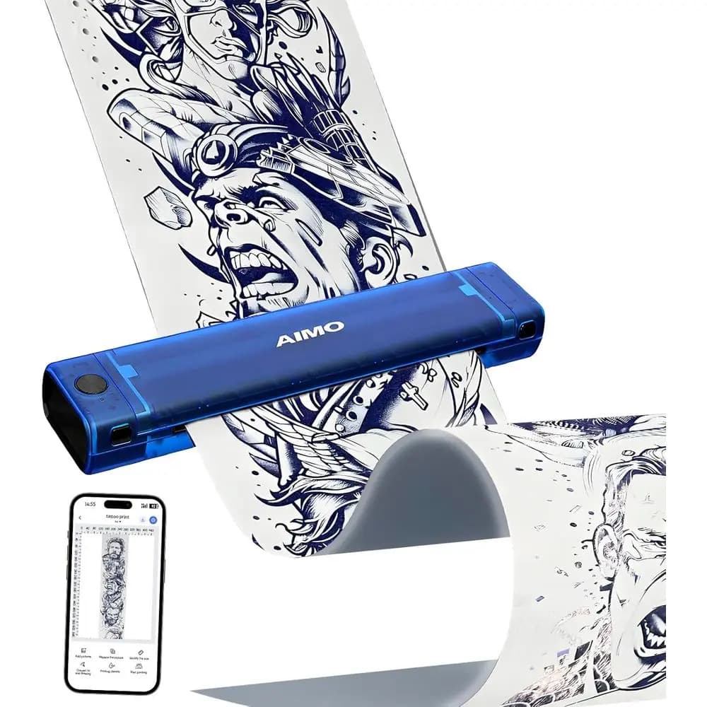 Stampante Wireless per Stencil Tatuaggi - Trasferimento Bluetooth per Immagini Lunghe, Compatibile con iPad/Tablet/PC, Ideale per Artisti e Principianti