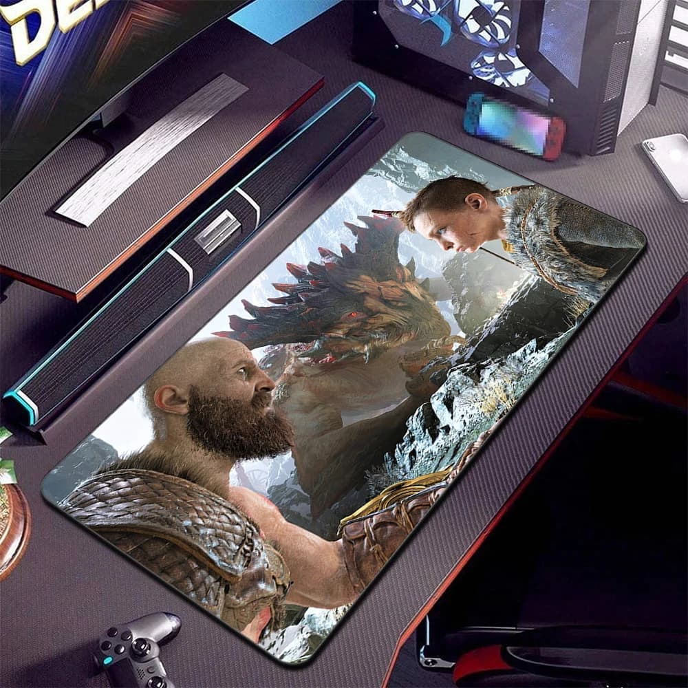 Tappetino per Mouse God of War XXL, Accessori da Gaming, Tappetino per Tastiera e Computer, Tappeto da Gioco, Grande Tappetino da Scrivania per PC, Tappetini per Tavolo da Gamer