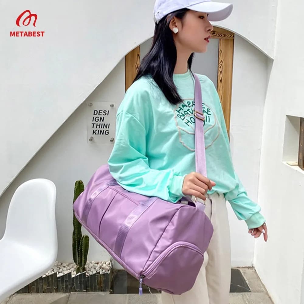 Borse da palestra sportive in nylon impermeabili per esterni Uomo Donna Allenamento Fitness Borsa da viaggio Borsa sportiva per tappetino da yoga con scomparto per scarpe