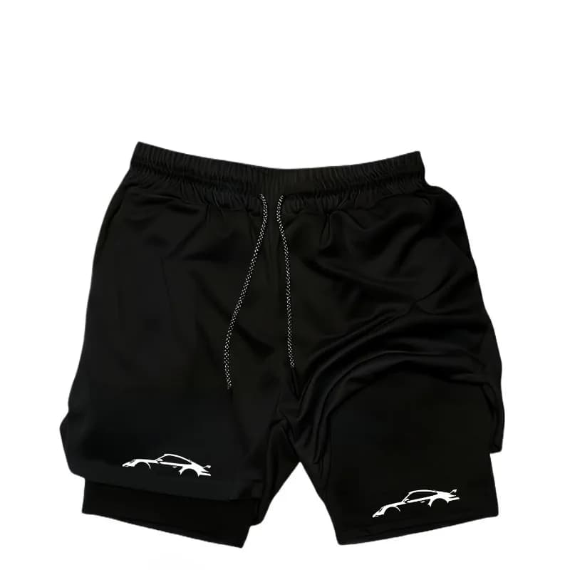 Cycling Men's Summer 2-in-1 Sports Fitness Running Training Shorts Multi-functional with Phone Case Quick-drying and Breathable