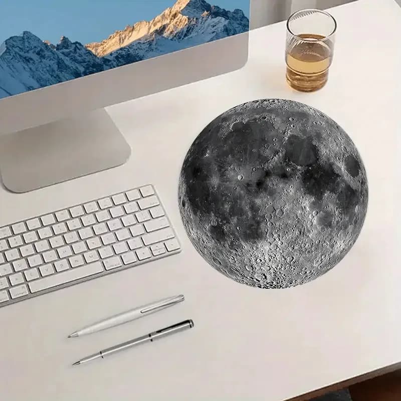 Lunar Surface Print Circle small mouse pad desk pad rubber anti-slip edge locking laptop office mat pc accessories gaming mats