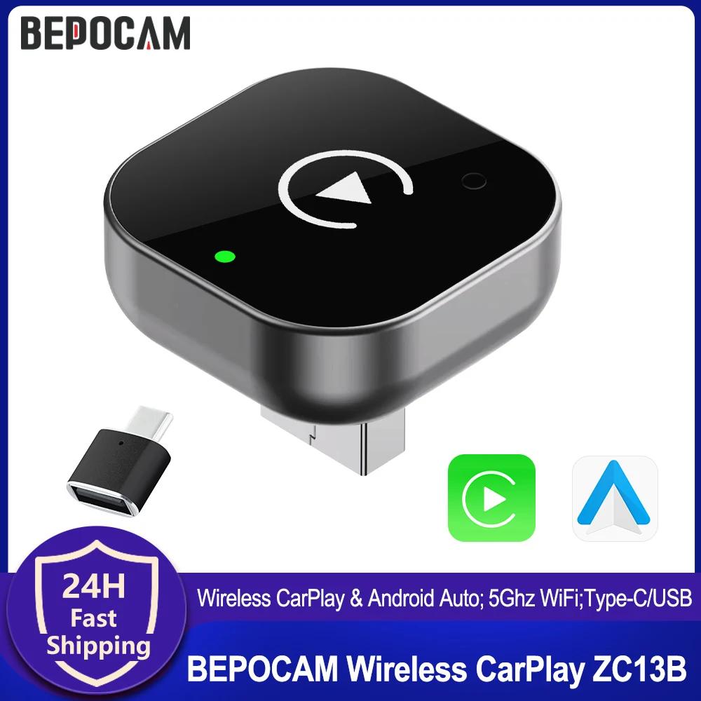 BEPOCAM Mini Box Smart 2in1 Wireless CarPlay e Android Auto per Autoradio OEM, WiFi 5Ghz, Type-C/USB, Plug and Play CarPlay