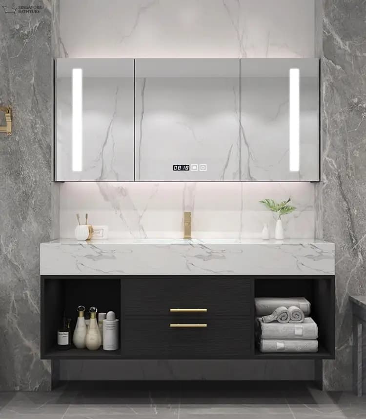 BAINENG Modern Design Bathroom Vanity Cabinet Modern Bathroom Mirror Led Cabinet