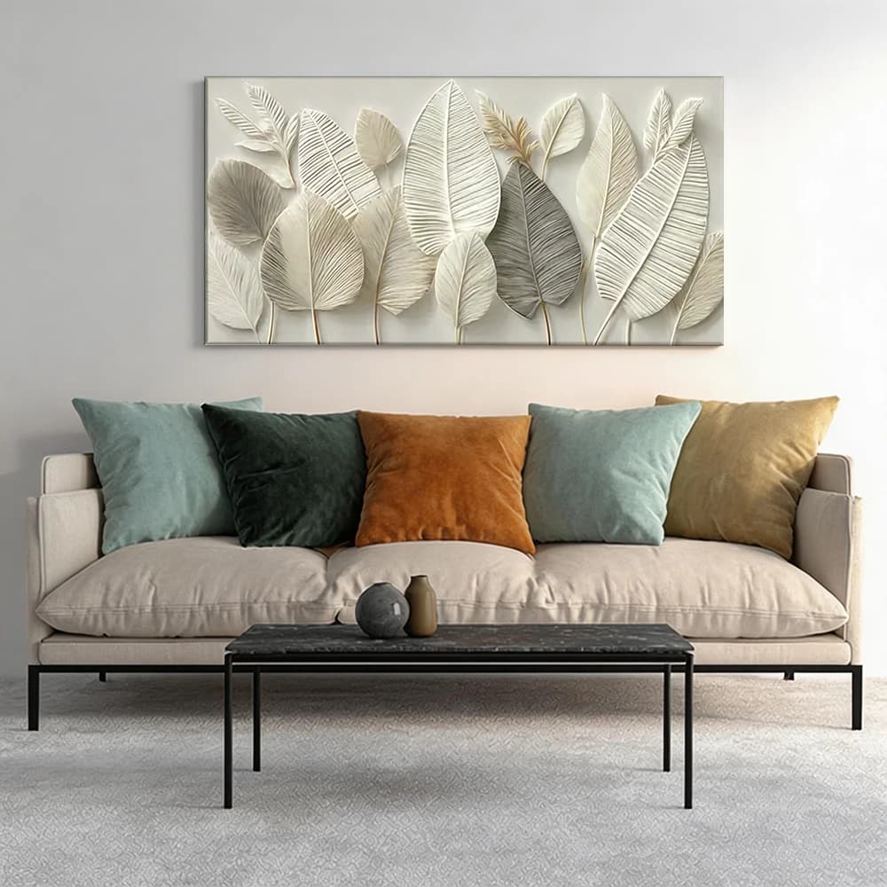 Set of 3 Decorative Squares on Canvas with Wooden Frame, Elegant Shaped Decorations for Corridor.