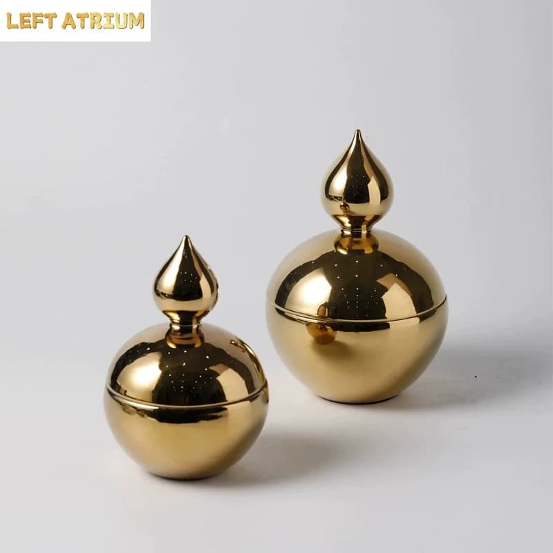 Electroplated Ceramic Storage Tank Snack Bowl Dried Fruit Box Storage Bottle Candy Jar Ornament Jewelry Box Desktop Organizer