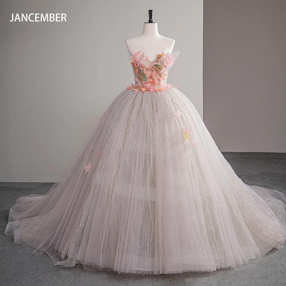 Affascinante abito da ballo rosa principessa Backless 15 anni abiti Quinceanera Appliques senza spalline in cristallo Vestidos De 15 Anos SFY86