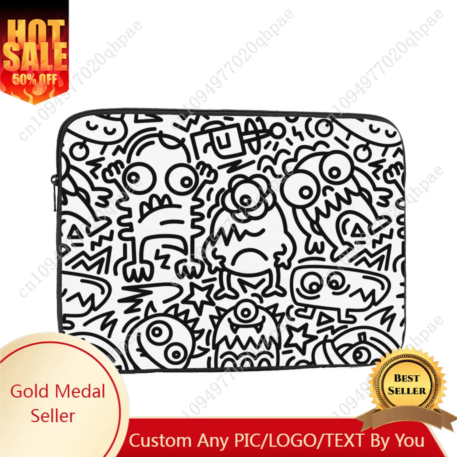 Custodia per laptop moderna con motivo alieno Doodle 12 13 15 17 pollici Custodia per notebook Custodia antiurto per computer