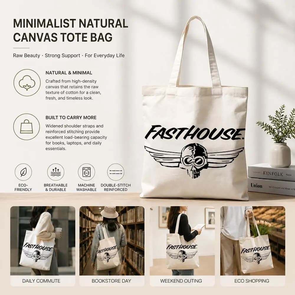 Borse portaoggetti F-FastHouse in tela di cotone ecologica, leggere e pieghevoli per viaggi, lavoro, shopping, spiaggia, palestra