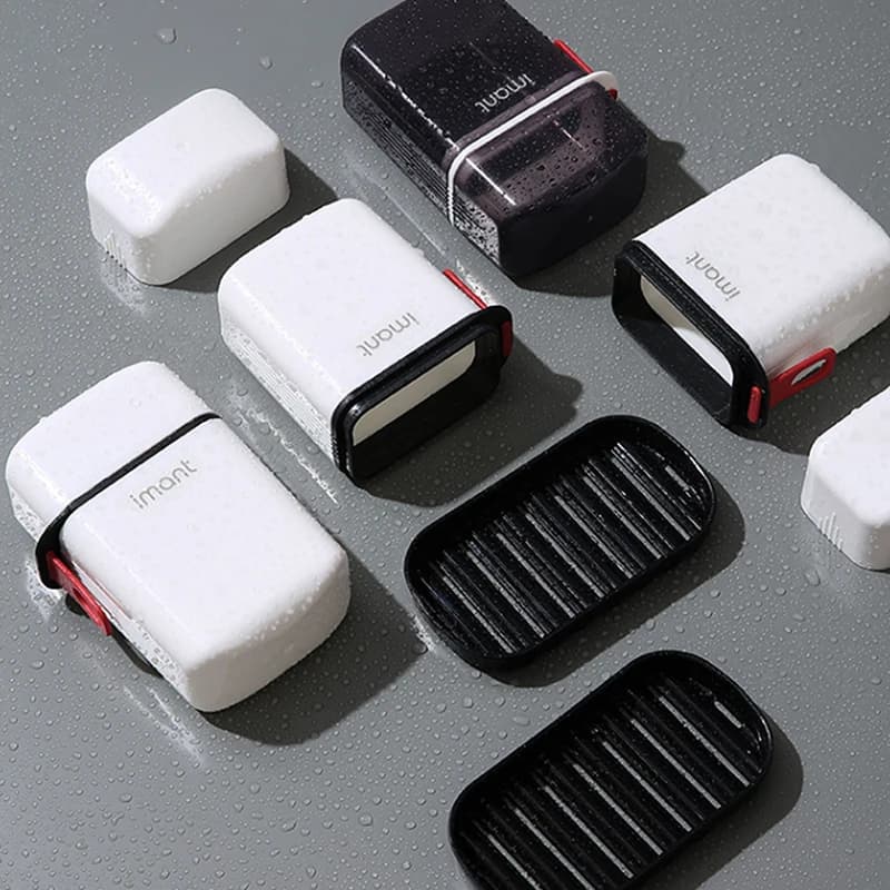 Portable travel soap dish with sealed lid leak proof drainage dish storage tray for outdoor container